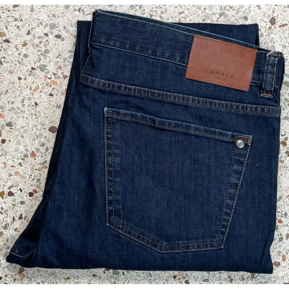 Canali Men's Blue 5 Pocket Made In Italy Straight Leg Denim Jeans Size‎ 54